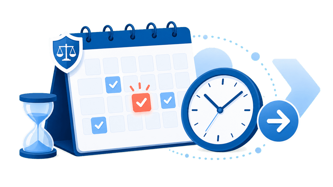 Kalender und Uhr als Symbol für gesetzliche Fristen